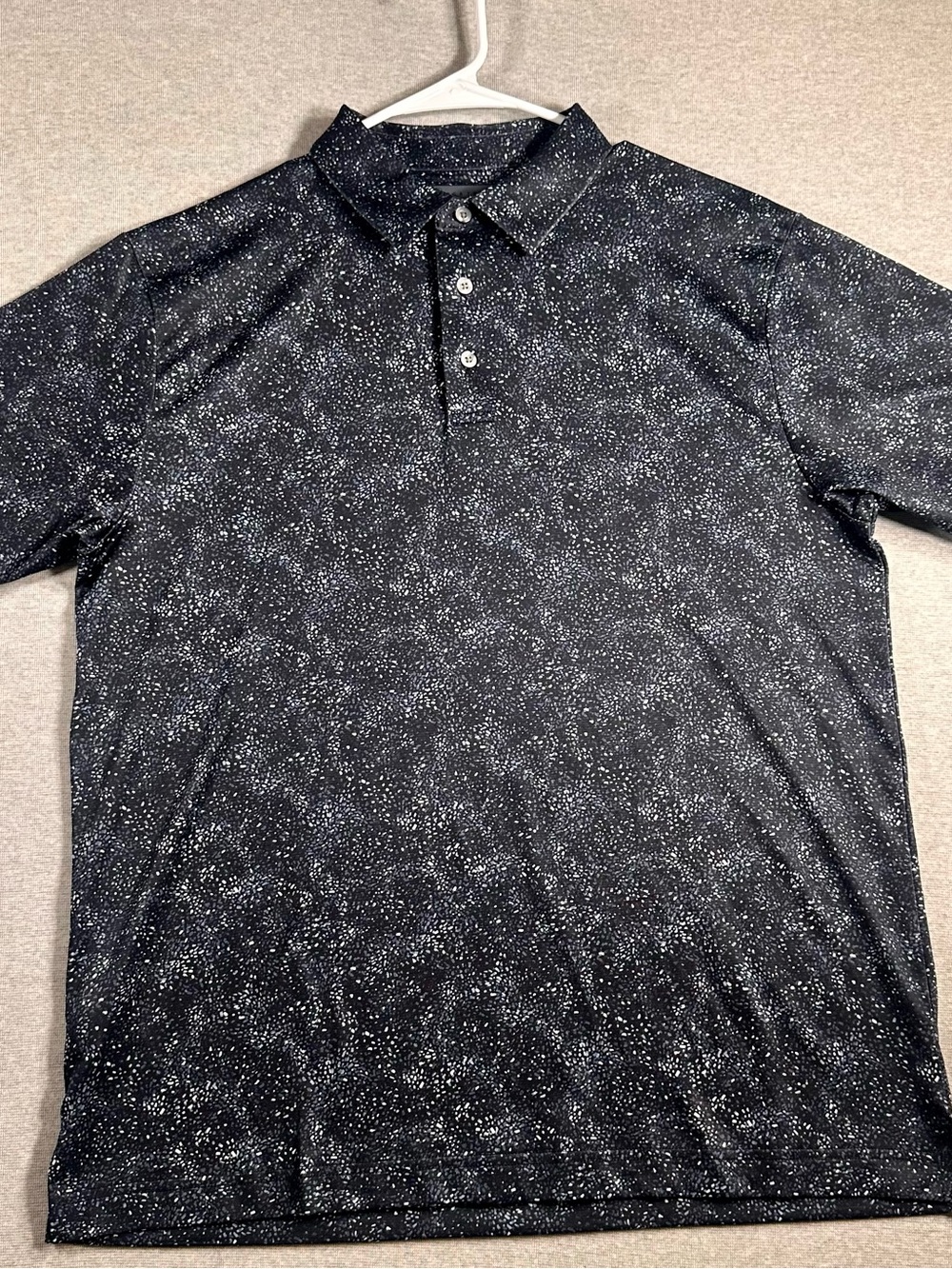PGA Tour Black Polo with White Speckle Print